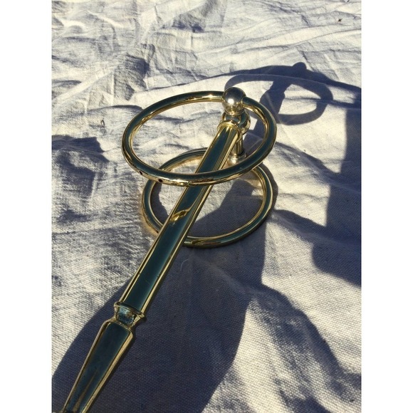Vtg brass counter towel stand holder circle bathroom 12” gold farmhouse country - Picture 8 of 11